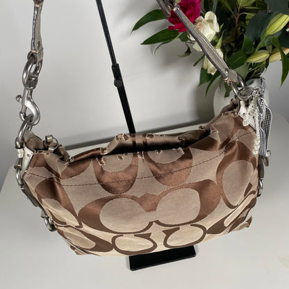 Coach Beige Signature Carly Hobo Shoulder Bag with Turnlock D0849-11648