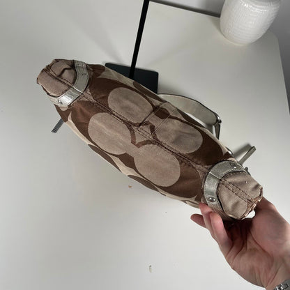 Coach Beige Signature Carly Hobo Shoulder Bag with Turnlock D0849-11648