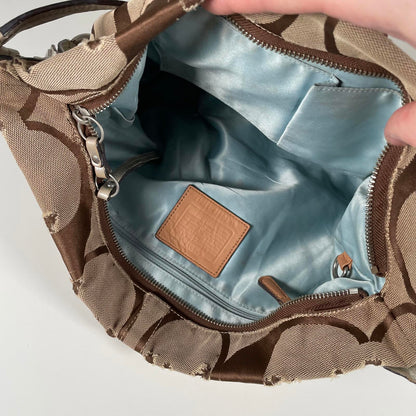 Coach Beige Signature Carly Hobo Shoulder Bag with Turnlock D0849-11648