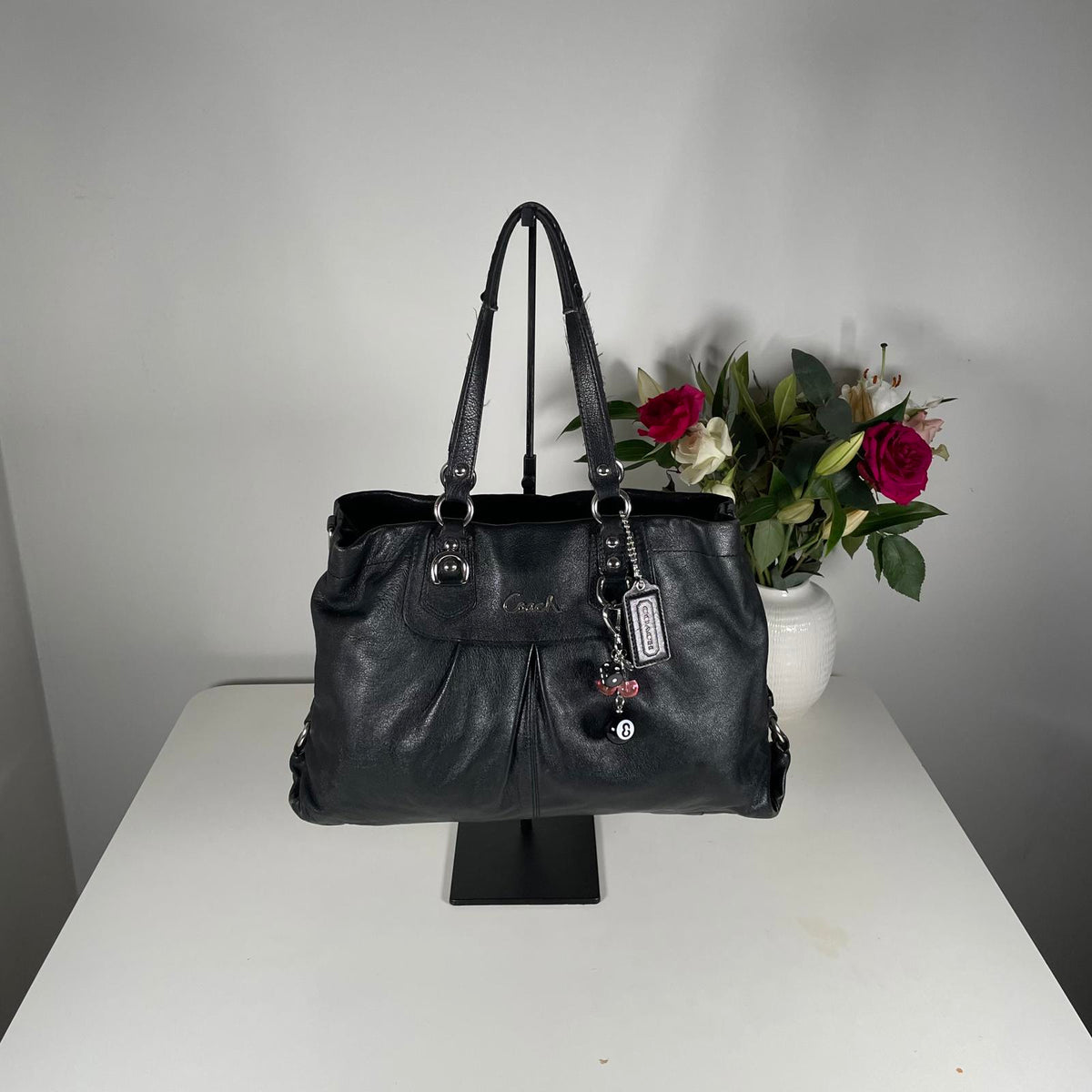 Coach Ashley Black Leather Carryall Shoulder Bag H1126-F15513