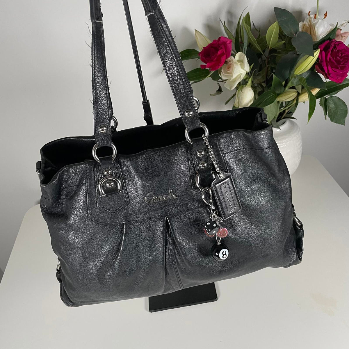 Coach Ashley Black Leather Carryall Shoulder Bag H1126-F15513