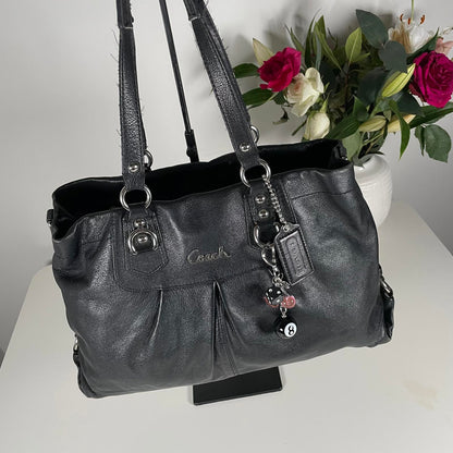 Coach Ashley Black Leather Carryall Shoulder Bag H1126-F15513
