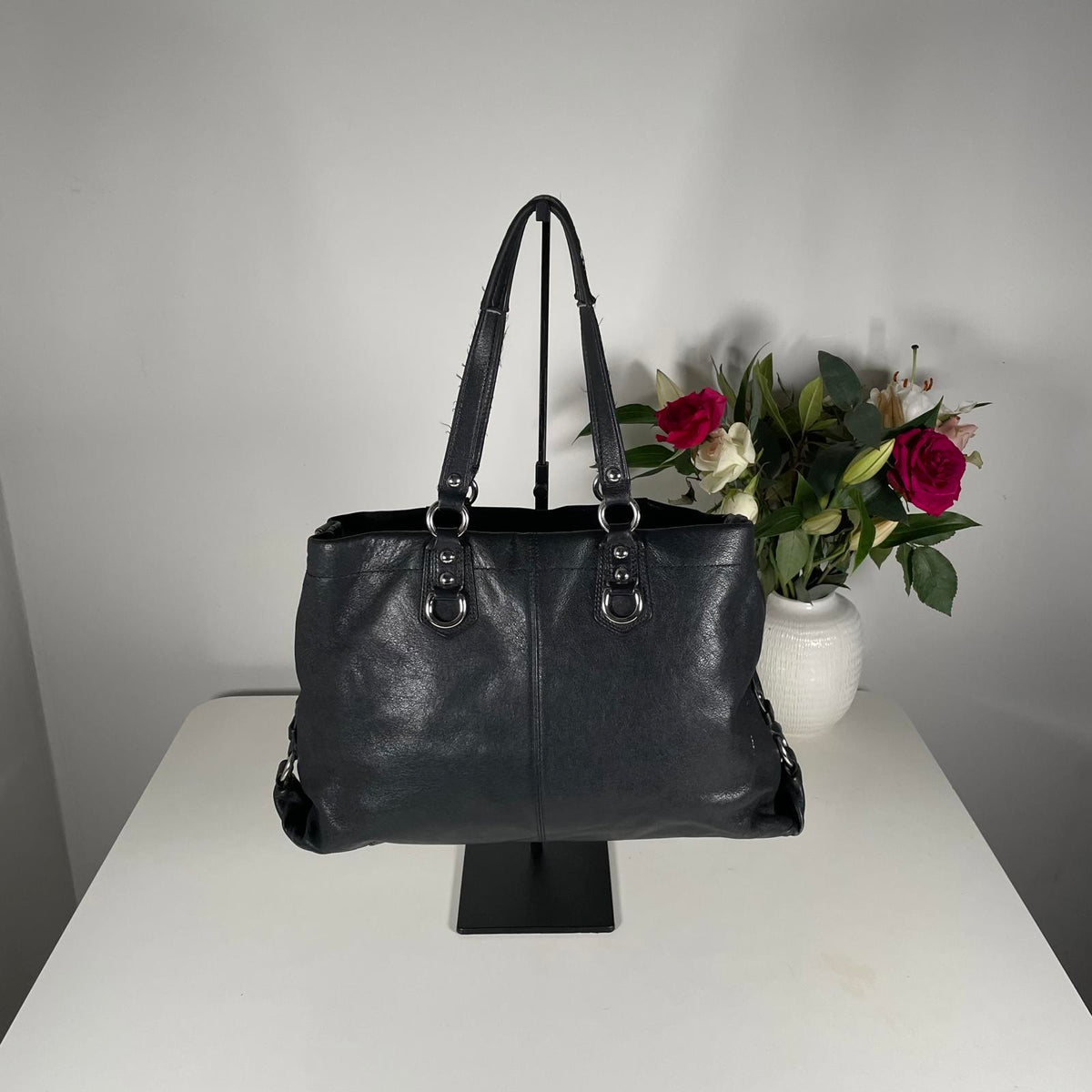 Coach Ashley Black Leather Carryall Shoulder Bag H1126-F15513