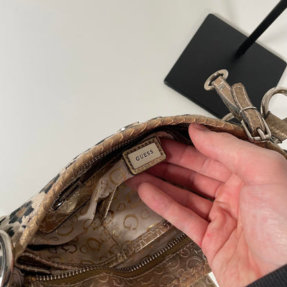 Vintage Y2K Guess Brown Cheetah Print Studded Shoulder Bag
