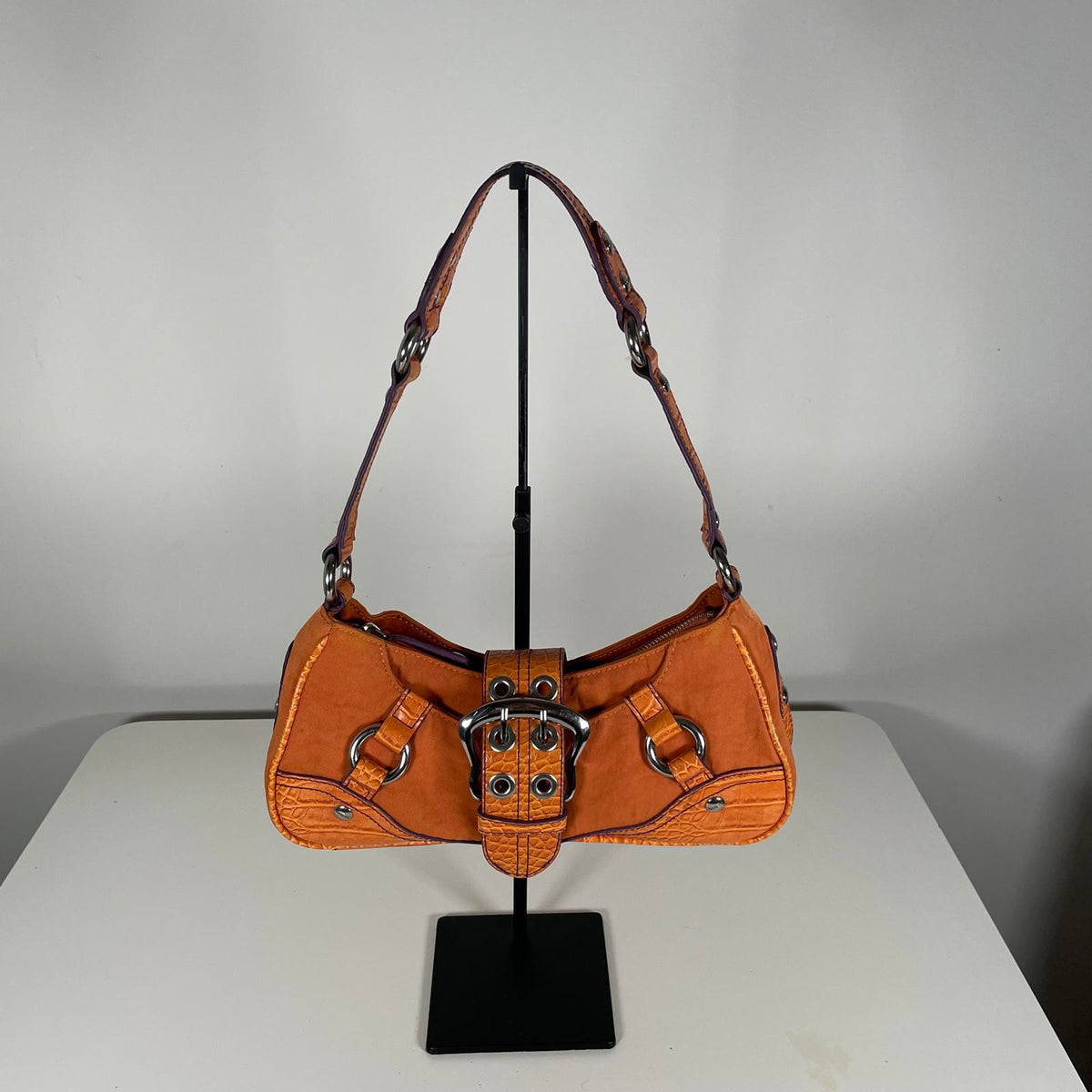 Guess Orange Mini Baguette Shoulder Bag