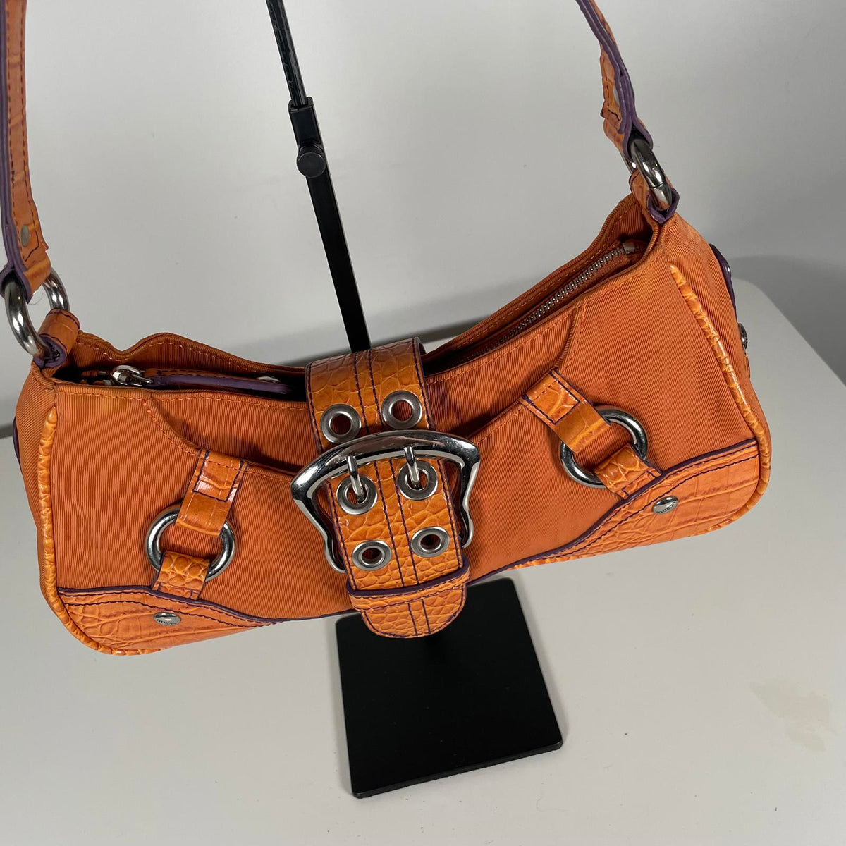 Guess Orange Mini Baguette Shoulder Bag