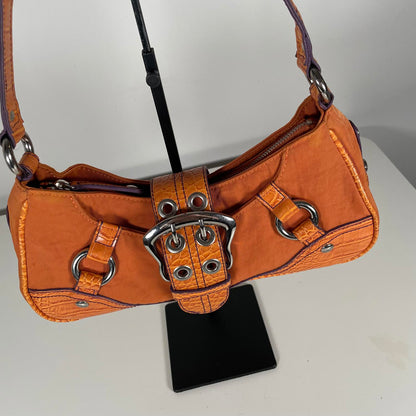 Guess Orange Mini Baguette Shoulder Bag