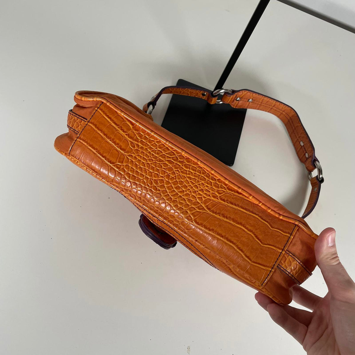 Guess Orange Mini Baguette Shoulder Bag