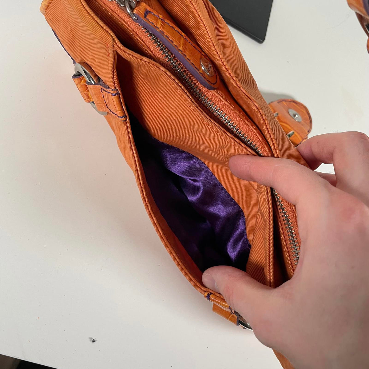 Guess Orange Mini Baguette Shoulder Bag