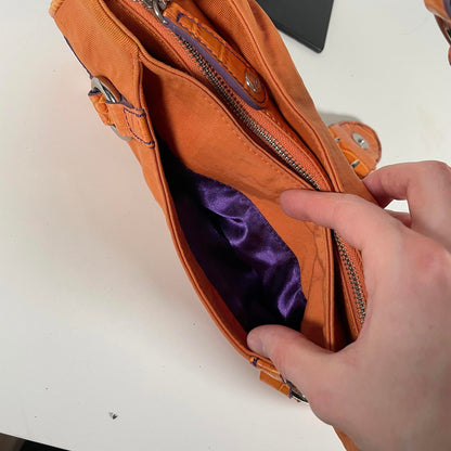 Guess Orange Mini Baguette Shoulder Bag