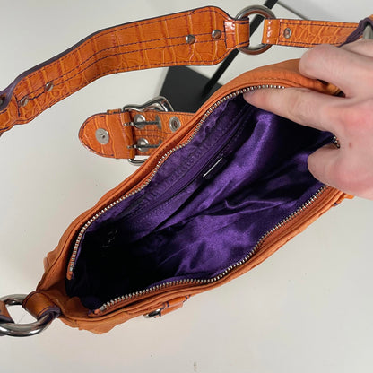 Guess Orange Mini Baguette Shoulder Bag