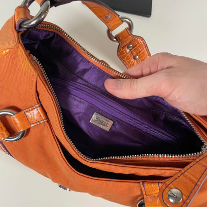 Guess Orange Mini Baguette Shoulder Bag
