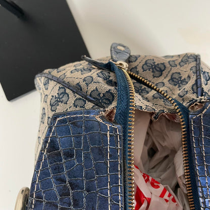 Guess Blue Monogram Snakeskin Convertible Shoulder Bag