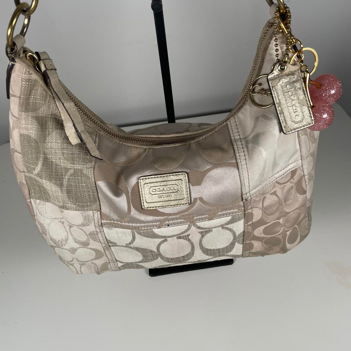 Coach Beige Patchwork Shoulder Bag Gold Hardware C1293-F19195