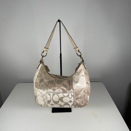 Coach Beige Patchwork Shoulder Bag Gold Hardware C1293-F19195