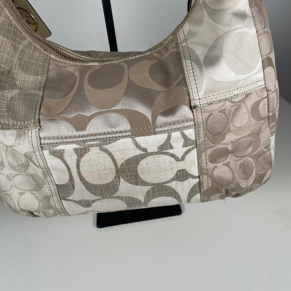 Coach Beige Patchwork Shoulder Bag Gold Hardware C1293-F19195