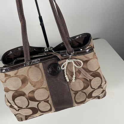 Coach Brown Signature Carryall Satchel Shoulder Bag FJ1276-F19190