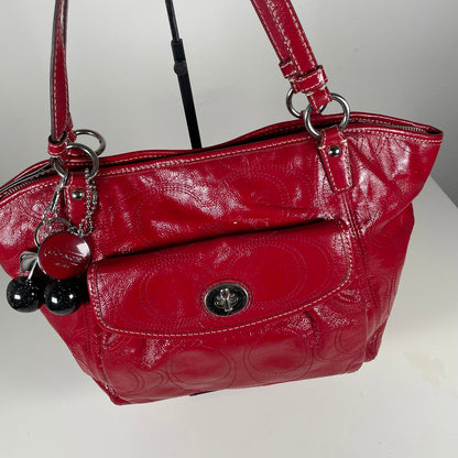 Coach Red Patent Leather Turn Lock Shoulder Bag H1093-F15190