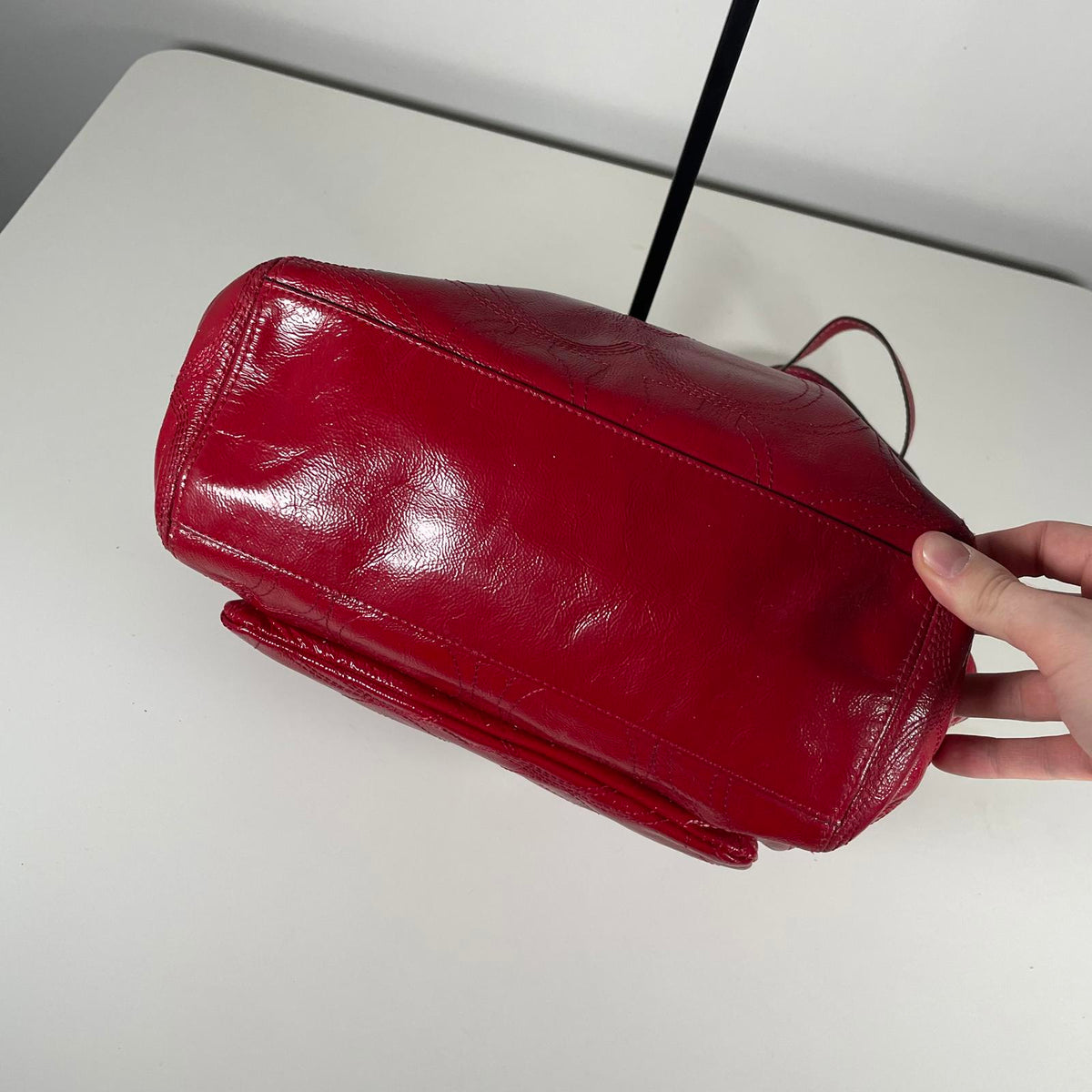 Coach Red Patent Leather Turn Lock Shoulder Bag H1093-F15190
