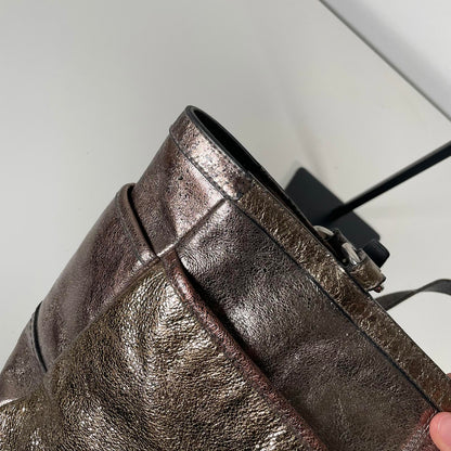 Coach Gallery Metallic Silver Leather Tote Shoulder Bag G1163-F17721