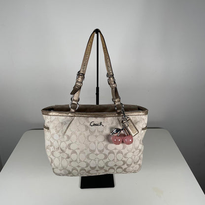 Coach Gold Glitter East West Signature Monogram Shoulder Bag A1275-F17724