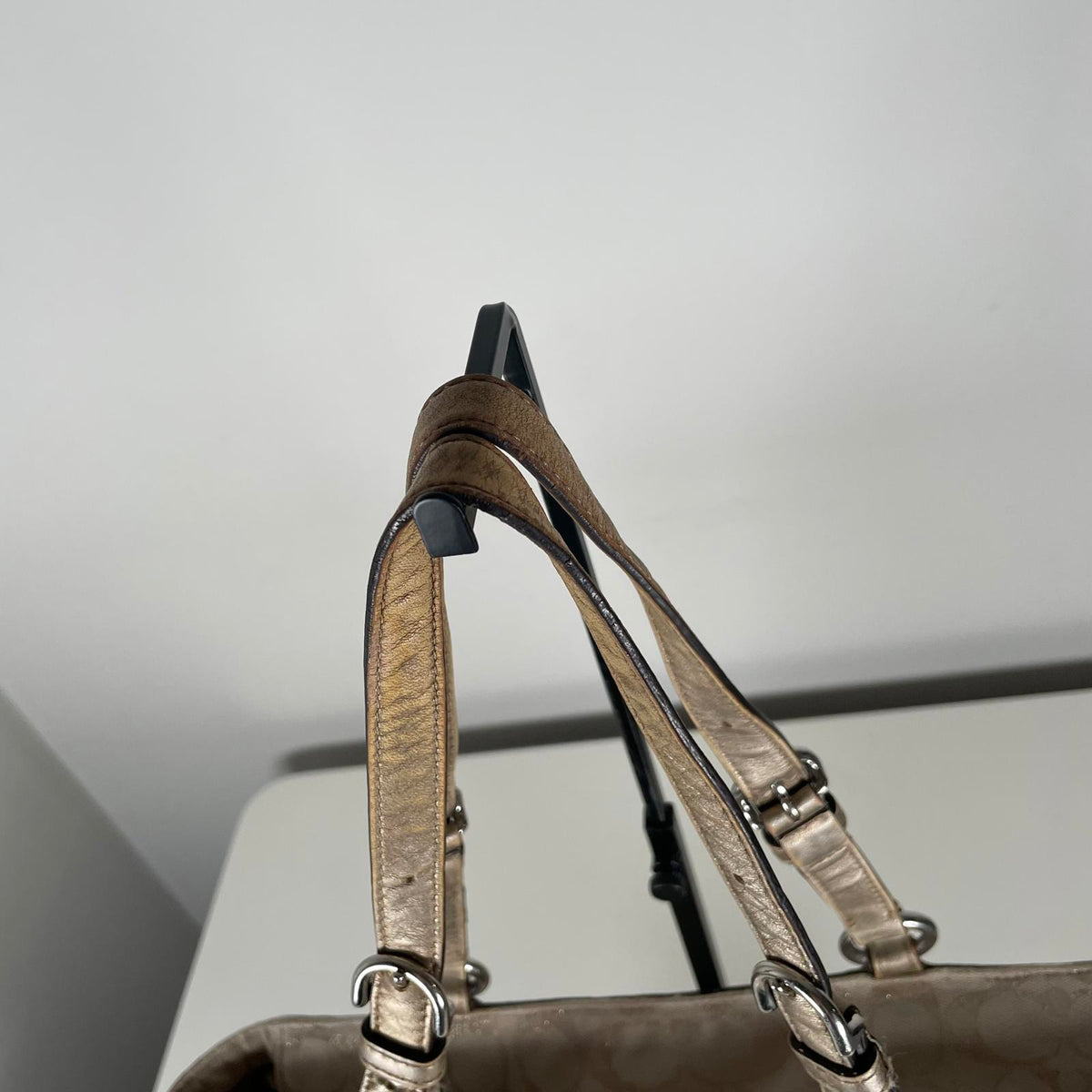 Coach Gold Glitter East West Signature Monogram Shoulder Bag A1275-F17724