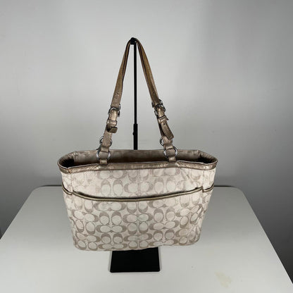 Coach Gold Glitter East West Signature Monogram Shoulder Bag A1275-F17724