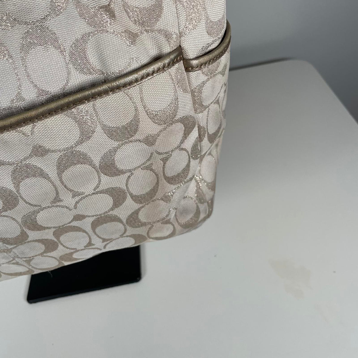 Coach Gold Glitter East West Signature Monogram Shoulder Bag A1275-F17724