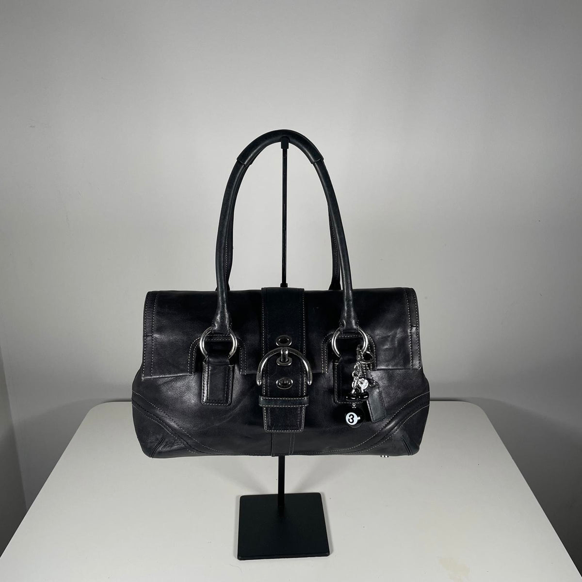 Coach Black Leather Hampton Buckle Shoulder Bag D0793-F10913
