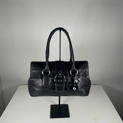 Coach Black Leather Hampton Buckle Shoulder Bag D0793-F10913