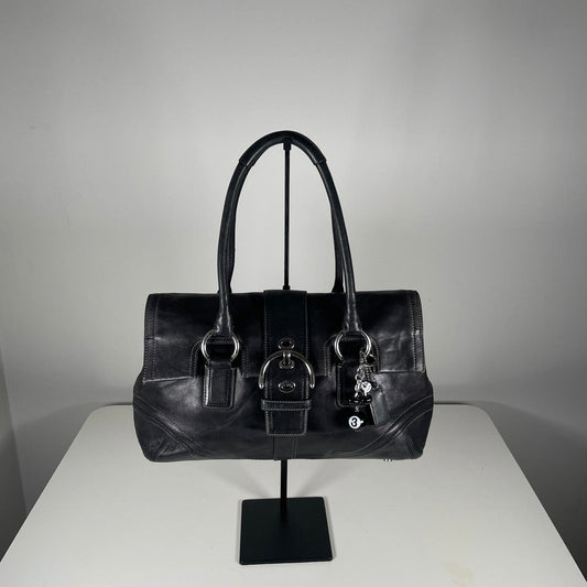 Coach Black Leather Hampton Buckle Shoulder Bag D0793-F10913