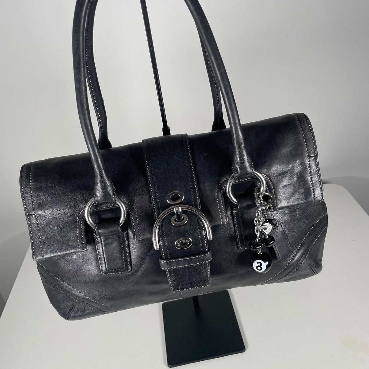 Coach Black Leather Hampton Buckle Shoulder Bag D0793-F10913