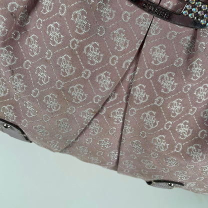 Vintage Y2K Guess Pink Monogram Gemstone Shoulder Bag