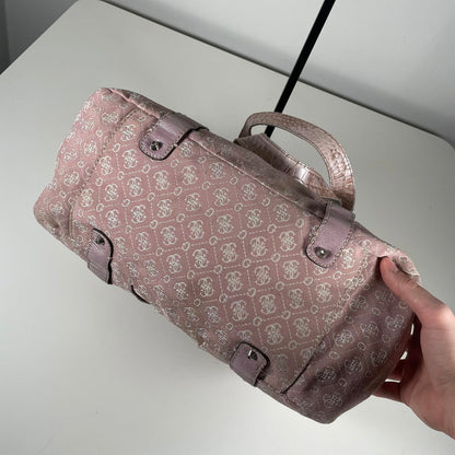 Vintage Y2K Guess Pink Monogram Gemstone Shoulder Bag