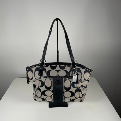 Coach Grey and Black Signature Striped Tote Bag A1359-F21899
