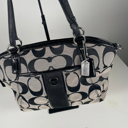 Coach Grey and Black Signature Striped Tote Bag A1359-F21899