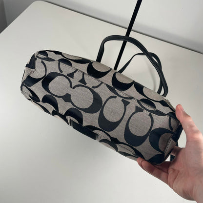Coach Grey and Black Signature Striped Tote Bag A1359-F21899