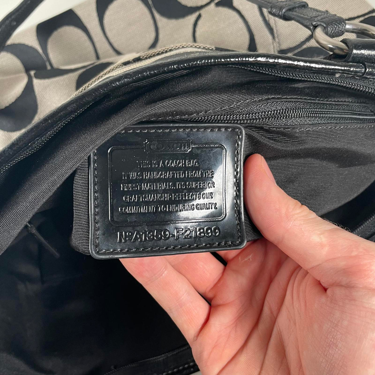 Coach Grey and Black Signature Striped Tote Bag A1359-F21899