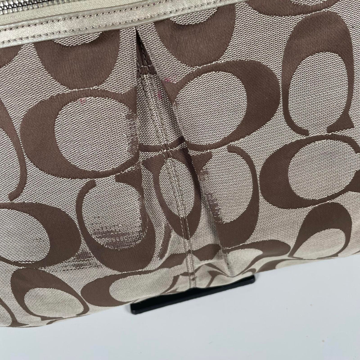 Vintage Y2K Coach Beige Signature Monogram Shoulder Tote Bag H1069-F14863