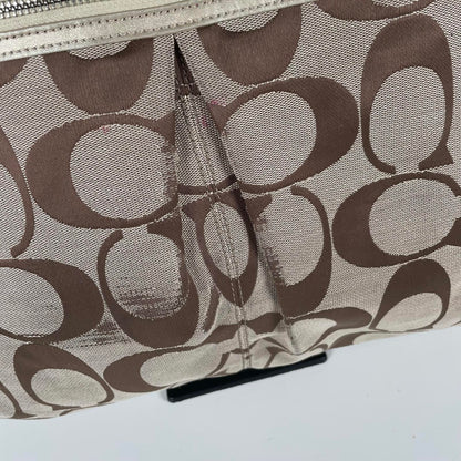 Vintage Y2K Coach Beige Signature Monogram Shoulder Tote Bag H1069-F14863