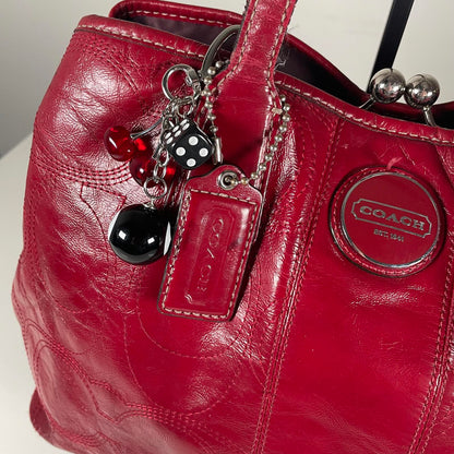 Coach Red Patent Leather Carryall Shoulder Bag H1193-F14658