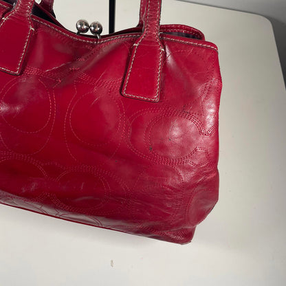 Coach Red Patent Leather Carryall Shoulder Bag H1193-F14658