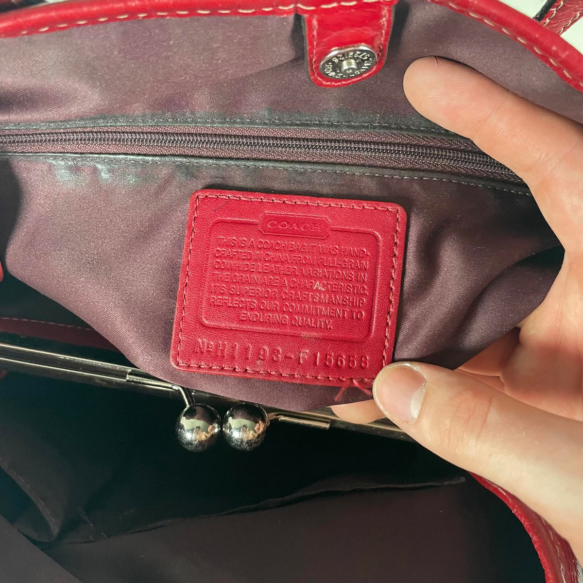 Coach Red Patent Leather Carryall Shoulder Bag H1193-F14658