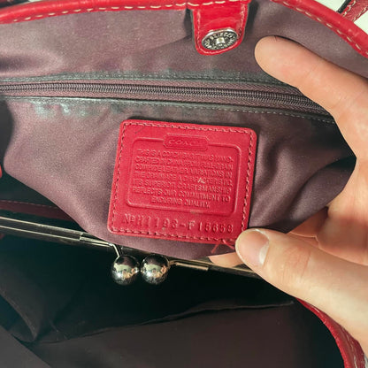 Coach Red Patent Leather Carryall Shoulder Bag H1193-F14658