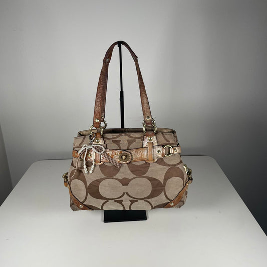 Beige Monogram C Turnlock Shoulder Bag J0873-13237