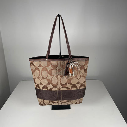 Coach Brown Signature Monogram Shoulder Tote Bag M0668-10125
