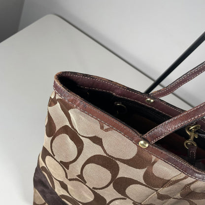 Coach Brown Signature Monogram Shoulder Tote Bag M0668-10125