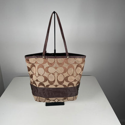 Coach Brown Signature Monogram Shoulder Tote Bag M0668-10125