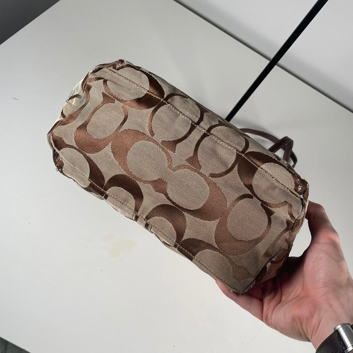 Coach Brown Signature Monogram Shoulder Tote Bag M0668-10125