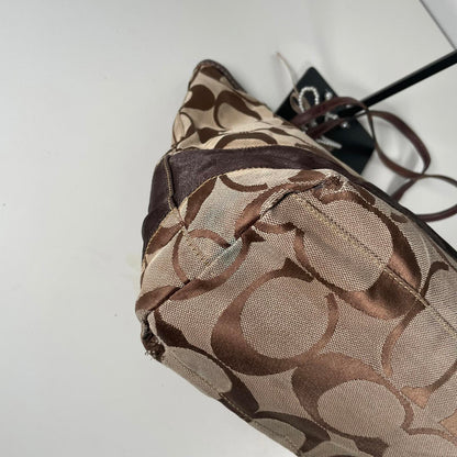 Coach Brown Signature Monogram Shoulder Tote Bag M0668-10125
